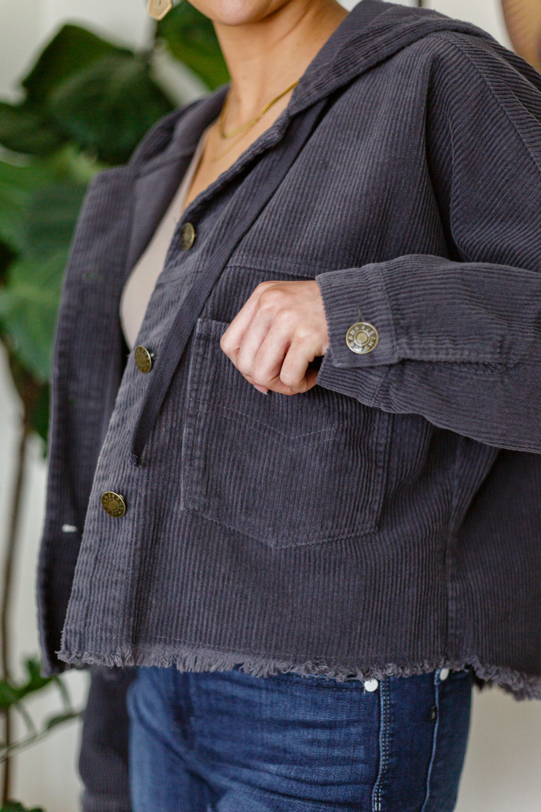 Give Me More Corduroy Jacket in Charcoal