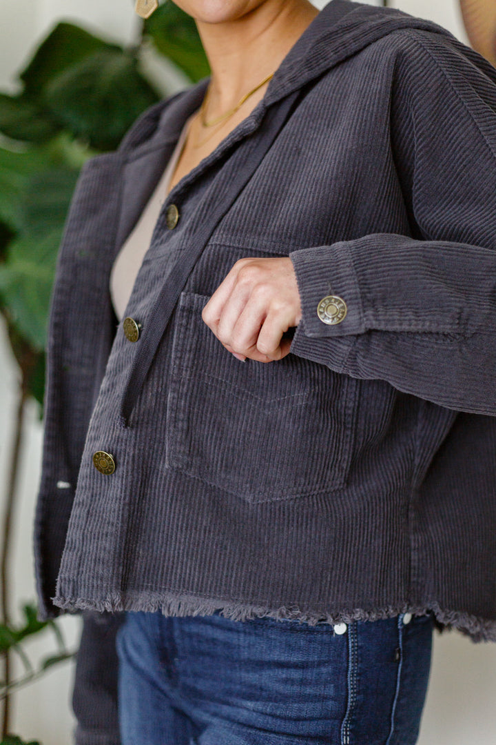 Give Me More Corduroy Jacket in Charcoal