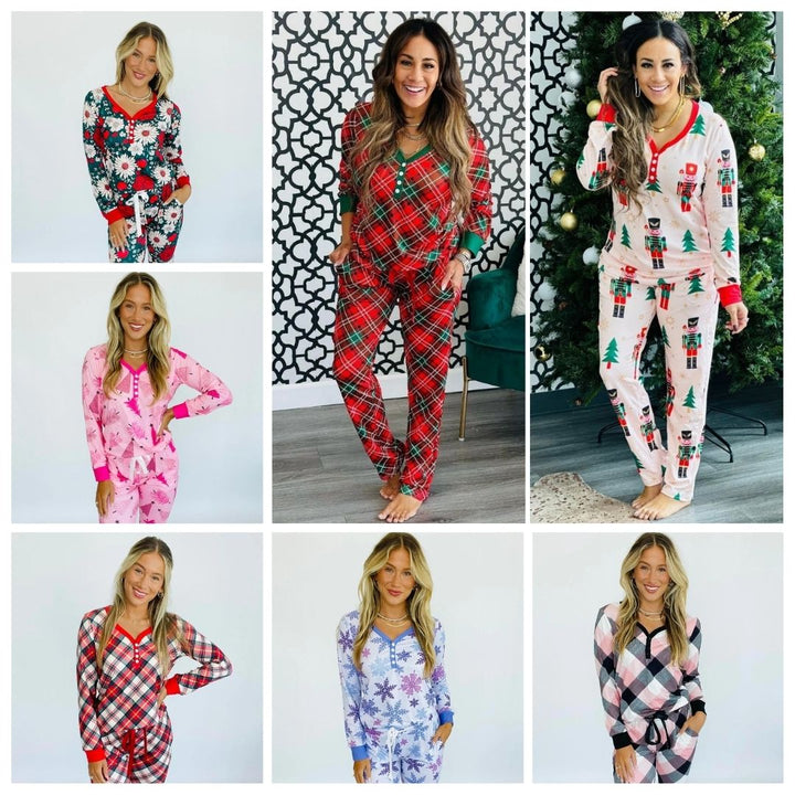 PREORDER: Long Sleeve Holiday Pajamas in Assorted Prints