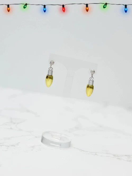 PREORDER: Christmas Light Bulb Dangle Earrings in Yellow